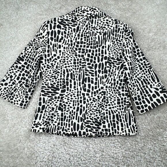 Lafayette 148 New York Black White Pebbled Print Blazer - Picture 2 of 8